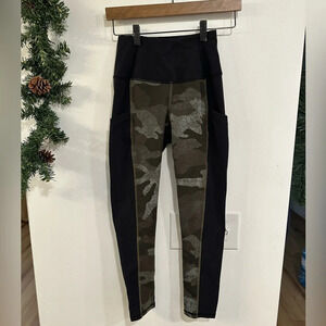 North Face Motivation High Rise Pocket 7/8 Tights Camo Black Womens S Yoga